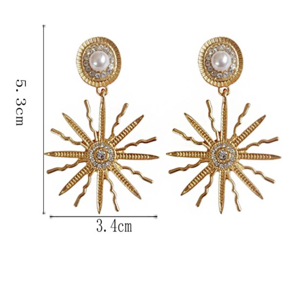 LAST ONE 💖Sun Boho Firework Faux Pearl Earrings - Picture 5 of 9